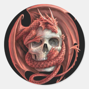 Pegatina Redonda Dragon Skull