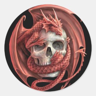 Pegatina Redonda Dragon Skull