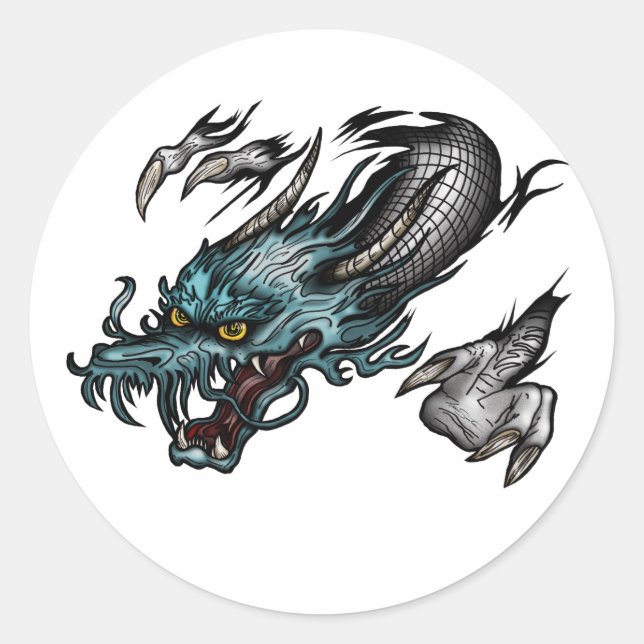Pegatina Redonda Dragon Soar  (Anverso)