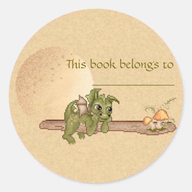 Pegatina Redonda Dragón soñador (Anverso)