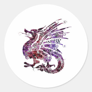 Pegatina Redonda Dragon Spirit Animal Totem Emblem