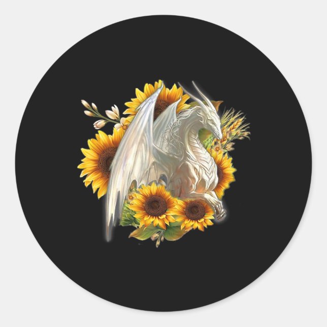 Pegatina Redonda Dragon Sunflower Spring Lover (Anverso)