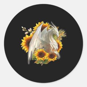 Pegatina Redonda Dragon Sunflower Spring Lover