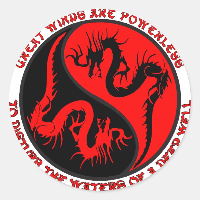 Pegatina Redonda Dragon Yin Yang (Anverso)