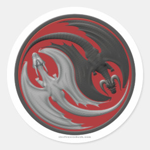 Pegatina Redonda Dragon Yin-Yang