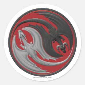 Pegatina Redonda Dragon Yin-Yang