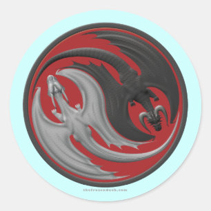 Pegatina Redonda Dragon Yin-Yang