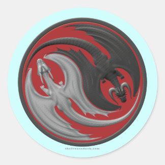 Pegatina Redonda Dragon Yin-Yang