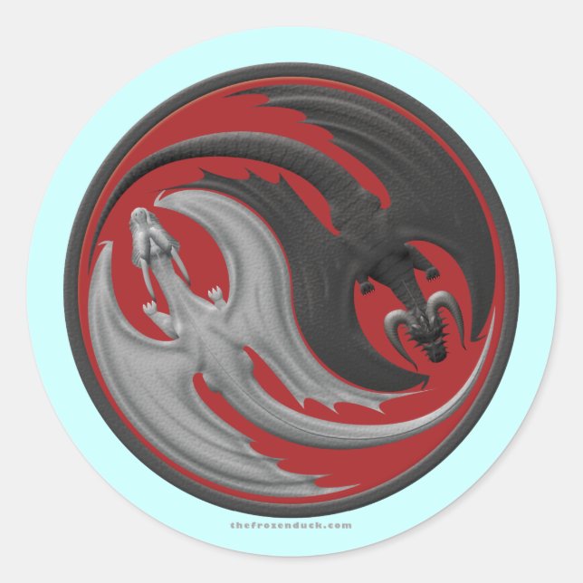 Pegatina Redonda Dragon Yin-Yang (Anverso)