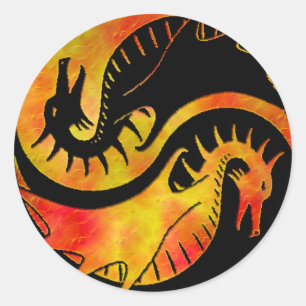 Pegatina Redonda Dragon Yin Yang