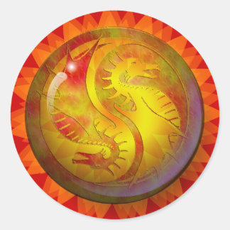 Pegatina Redonda Dragon Yin Yang