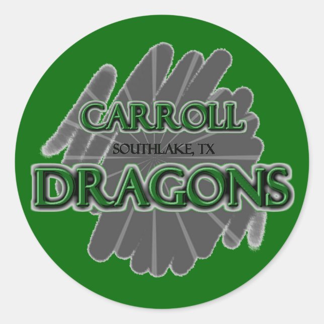 Pegatina Redonda Dragones Carroll Southlake - Southlake, TX (Anverso)