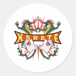 Pegatina Redonda Dragones de karate en Japón