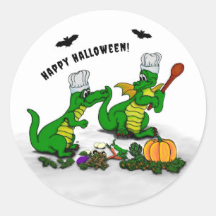 Pegatina Redonda Dragones - ¡Feliz Halloween! Hoy cocinaré