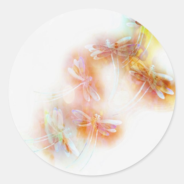 Pegatina Redonda Dragonetas acuáticas (Anverso)