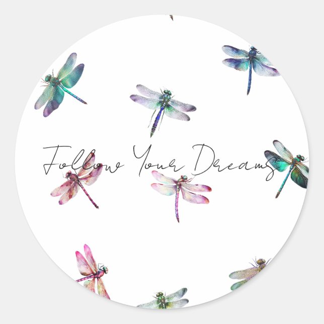 Pegatina Redonda Dragonflies (Anverso)