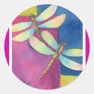 Pegatina Redonda Dragonflies