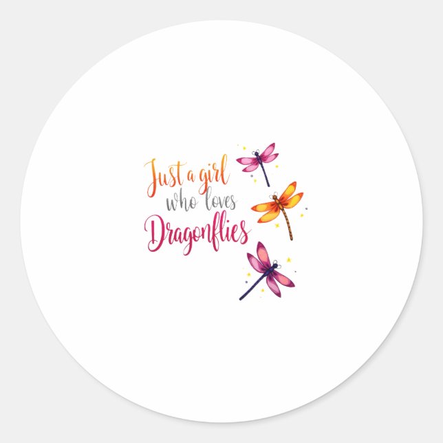 Pegatina Redonda Dragonflies Animals Women Gift Idea Dragonfly (2) (Anverso)