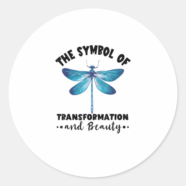 Pegatina Redonda Dragonflies Transformación Belleza Naturaleza Inse (Anverso)