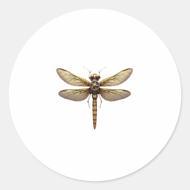 Pegatina Redonda Dragonfly Animal Art Graphic Dragonfly (Anverso)