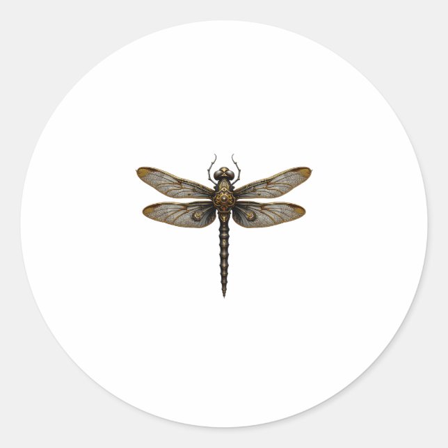 Pegatina Redonda Dragonfly Animal Art Graphic Dragonfly (2) (Anverso)