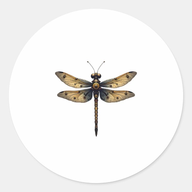 Pegatina Redonda Dragonfly Animal Art Graphic Dragonfly (3) (Anverso)