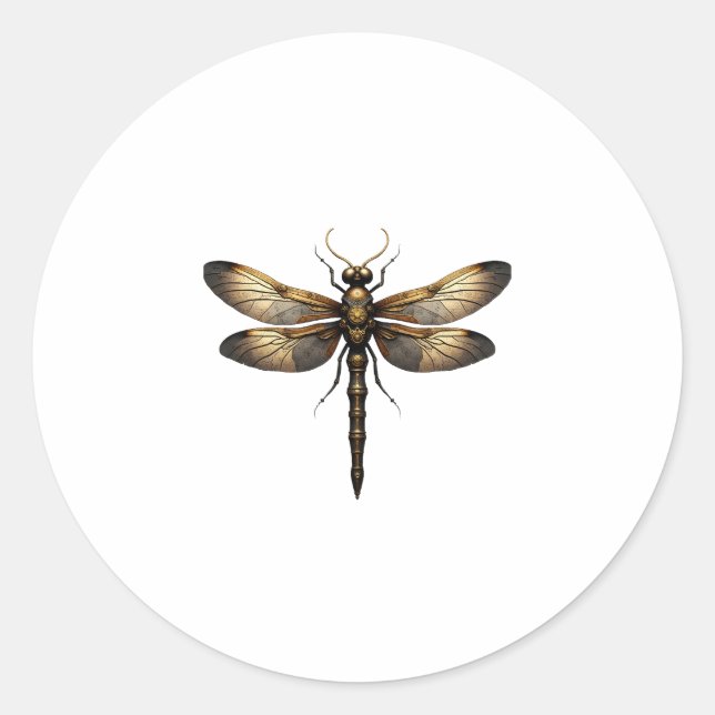Pegatina Redonda Dragonfly Animal Art Graphic Dragonfly (4) (Anverso)