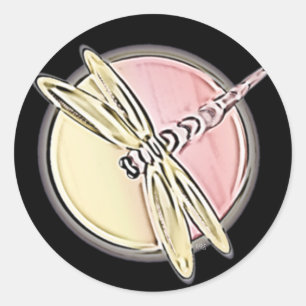 Pegatina Redonda Dragonfly Cutout