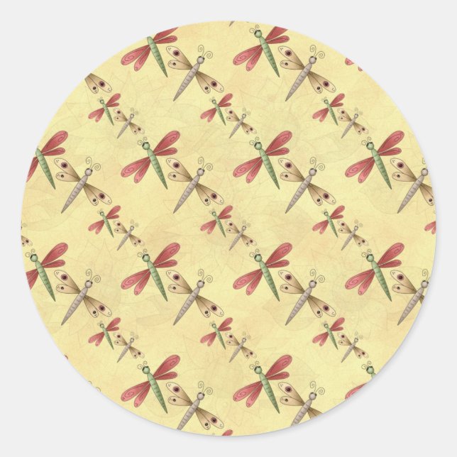 Pegatina Redonda Dragonfly Delight (Anverso)