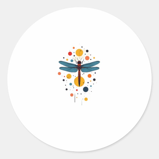 Pegatina Redonda Dragonfly Painting Art Animal Abstract Graphic Dra (Anverso)