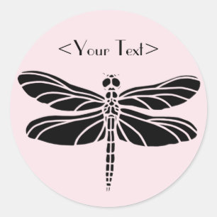 Pegatina Redonda Dragonfly Silhouette