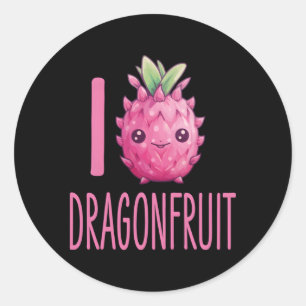 Pegatina Redonda Dragonfruit Kawaii Food I Love Dragonfruit