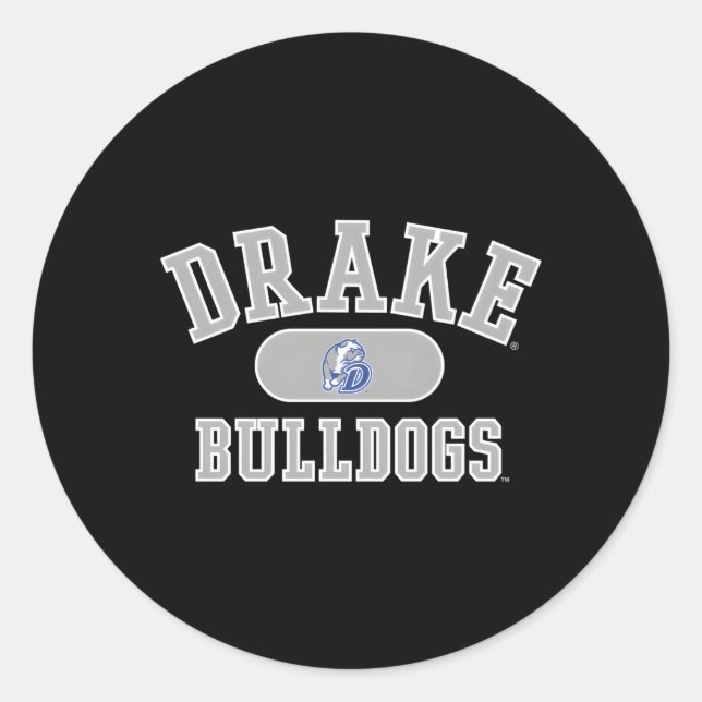Pegatina Redonda Drake Bulldoges Varsity Blue (Anverso)