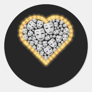 Pegatina Redonda Drama Teatro Máscara Amor Actriz de Actriz de Radi