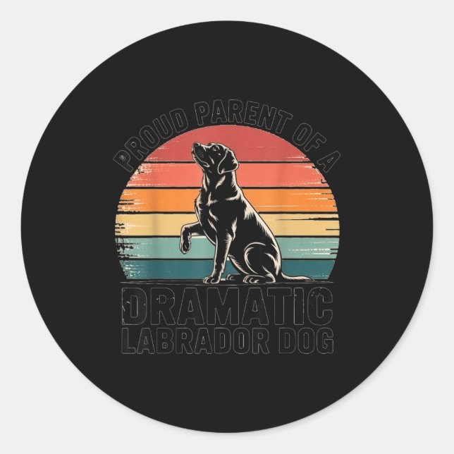 Pegatina Redonda Dramática diversión Labrador Perro Amante de las M (Anverso)