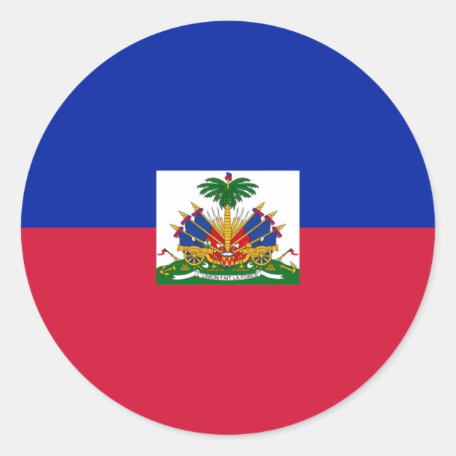 Pegatina Redonda Drapeau d'Haïti - Bandera de Haití (Anverso)