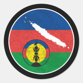 Pegatina Redonda Drapeau kanak, Nouvelle-Calédonie, symbole Kanaky