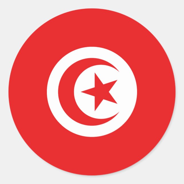 Pegatina Redonda Drapeau Tunisie (Anverso)