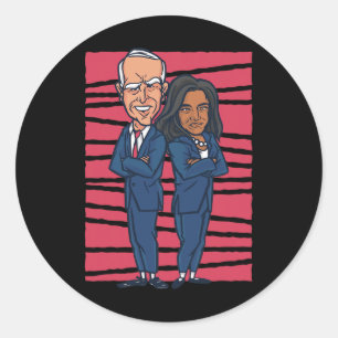 Pegatina Redonda Drawn Joe Biden &amp; Kamala Harris - Biden Harris