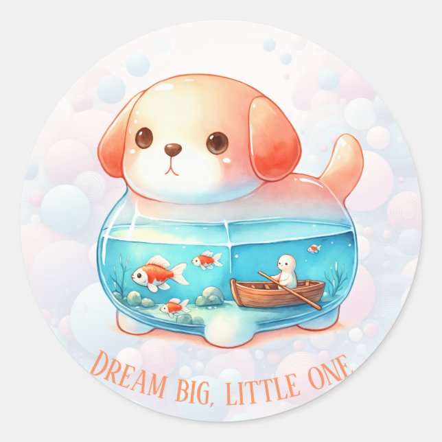 Pegatina Redonda Dream Big, Little One - Dog - Classic Round Sticke (Anverso)