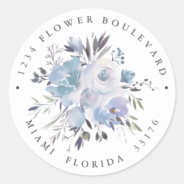 Pegatina Redonda Dream Blue | Dirección de devolución botánica del  (Anverso)