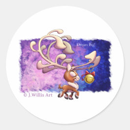 Pegatina Redonda DREAM GRANDES NAVIDADES REINDEN de Jeff Willis Art