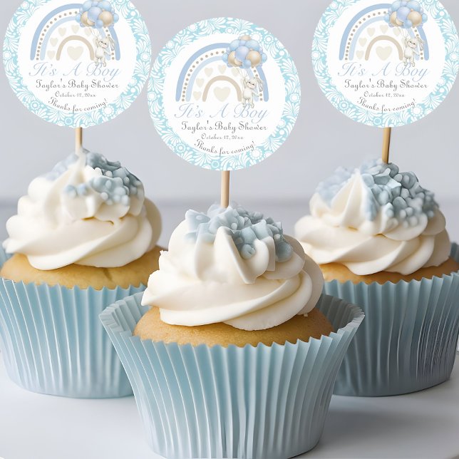 Pegatina Redonda Dreaming Blue It's a Boy Baby Shower (Subido por el creador)