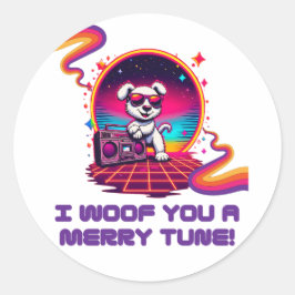 Pegatina Redonda Dreamscape de retro Poochie