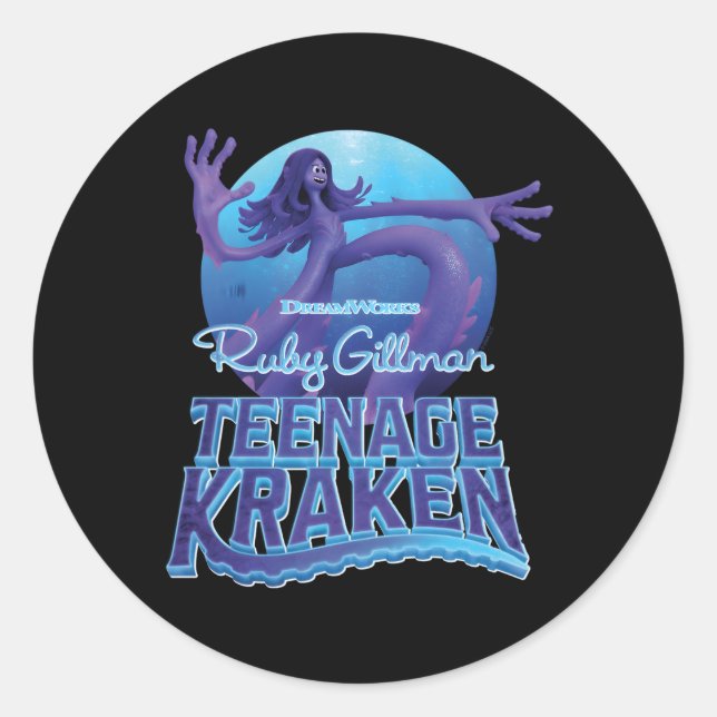Pegatina Redonda Dreamworks Ruby Gill Nage Kraken (Anverso)