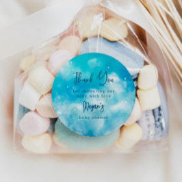 Pegatina Redonda Dreamy Blue Cloud 9 Baby Shower Favor