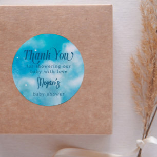 Pegatina Redonda Dreamy Blue Heaven enviado Baby Shower