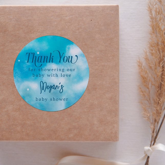 Pegatina Redonda Dreamy Blue Heaven enviado Baby Shower (Subido por el creador)