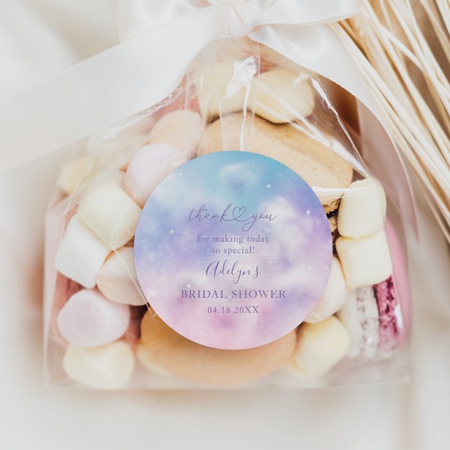Pegatina Redonda Dreamy Clouds Bridal Shower Favor (Subido por el creador)