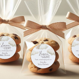 Pegatina Redonda Dreamy Heaven envió a Blue Boy Baby Shower